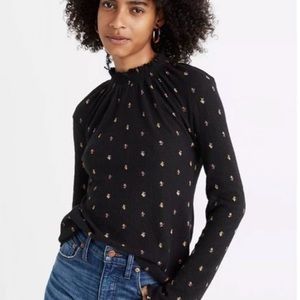 madewell texture and thread ruffled mockneck in rainbow buds